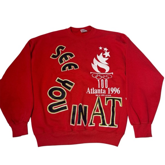 Vintage Atlanta Olympics Crewneck sweatshirt 90's See You In Atlanta - Picture 1 of 13